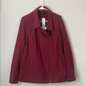 41 Hawthorn Red Leather Jacket Asymmetrical Design